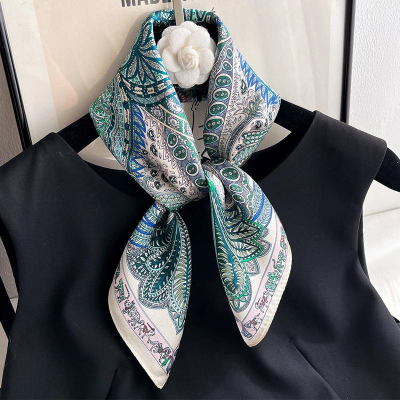 100% Nature Silk Scarf Women Neck Square Headband Scarves Bandana Fashion Hijab Poncho Scarves Pashmina  Female Foulard 53cm
