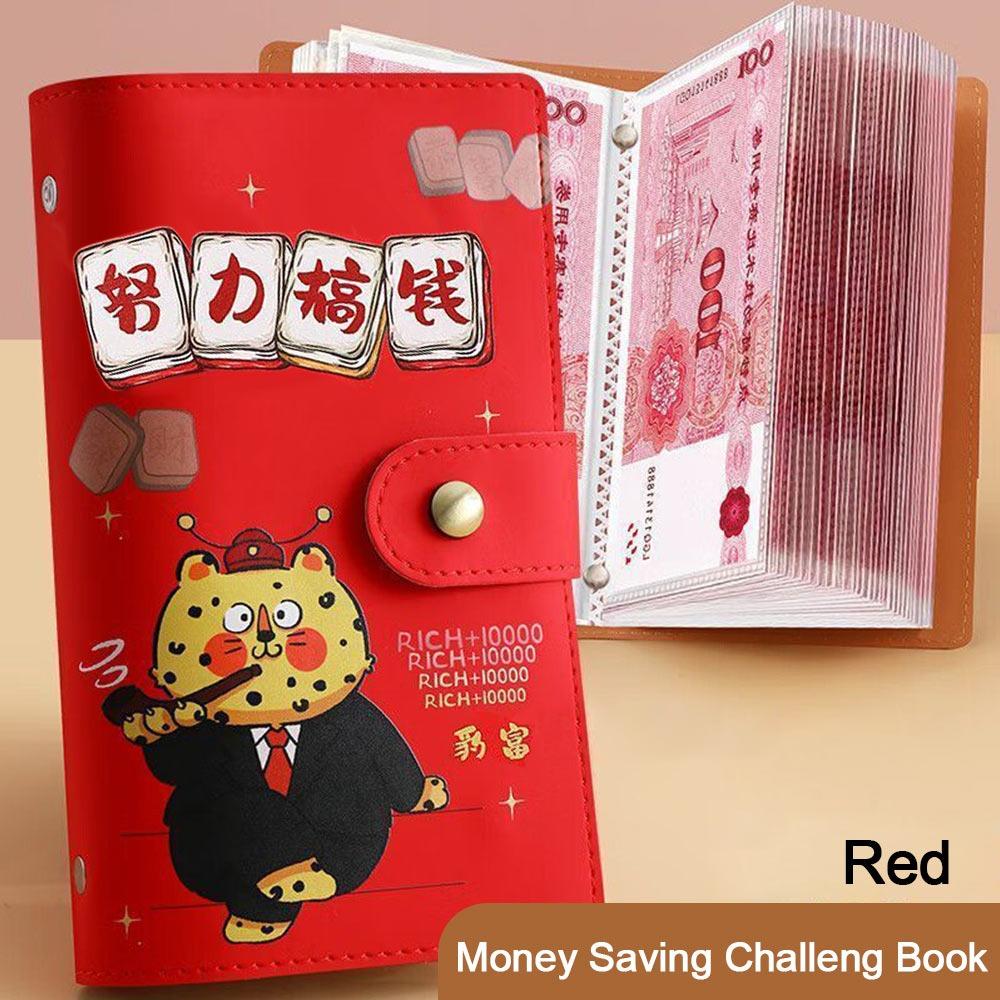 

Большая вместимость 100 конвертов Челлендж по накоплению денег Экономьте деньги Книга челленджей по накоплениям красный