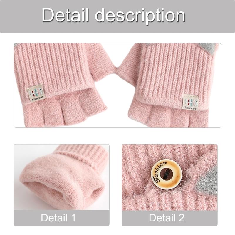 2pack Flexible Finger Movement Gloves Cold Weather Knitted Gloves Child Gloves for Daily Use