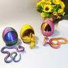 3D-gedrucktes Kobra-Schlangen-Ei-Set Flexibles Schlangenmodell Rotierendes Öffnen Schließen Ei-Figur Schreibtischornament Kinderspielzeug Neuartige Geschenke