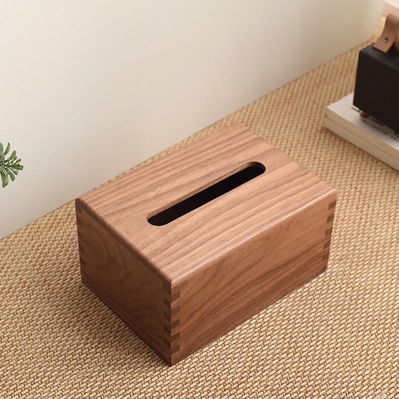 Black Walnut Solid Wood Tissue Box - Living Room Desktop Napkin Holder
