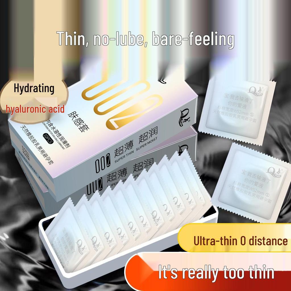 Q Point Ultra-Thin Ribbed Hyaluronic Acid Smooth Condoms