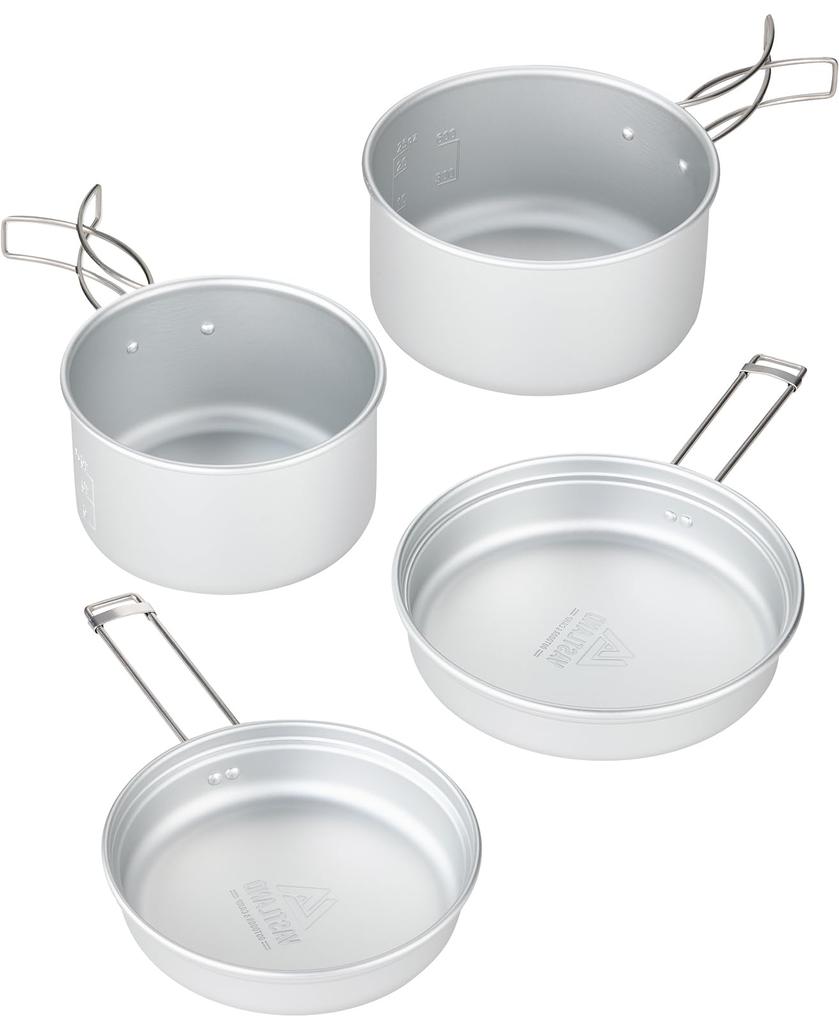 VASTLAND Aluminum Camping Cookware Set Storage Bag 4-Piece (Cookware, Pot, Included)