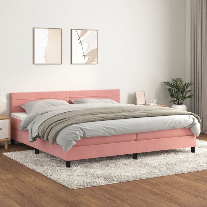 Maison Exclusive - Sommier à lattes de lit avec matelas Rose 200x200 cm Velours