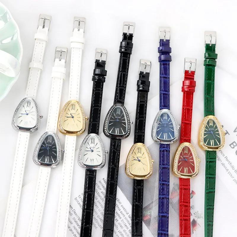 AAA Unique Top Brand Snake Quartz Watches Women Fashion Shape Simple Ladies Women's Watch leather Strap Waterproof Wristwatches