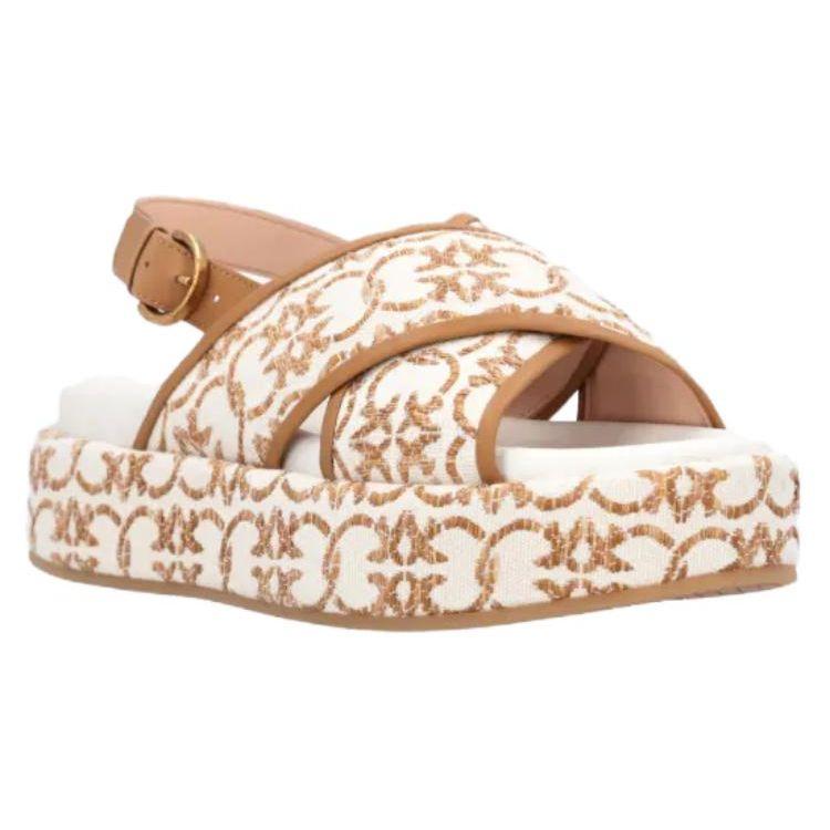 PINKO Monogram Fabric Comfortable Versatile Slide Sandals Women sandals Brown SD0061T006N63