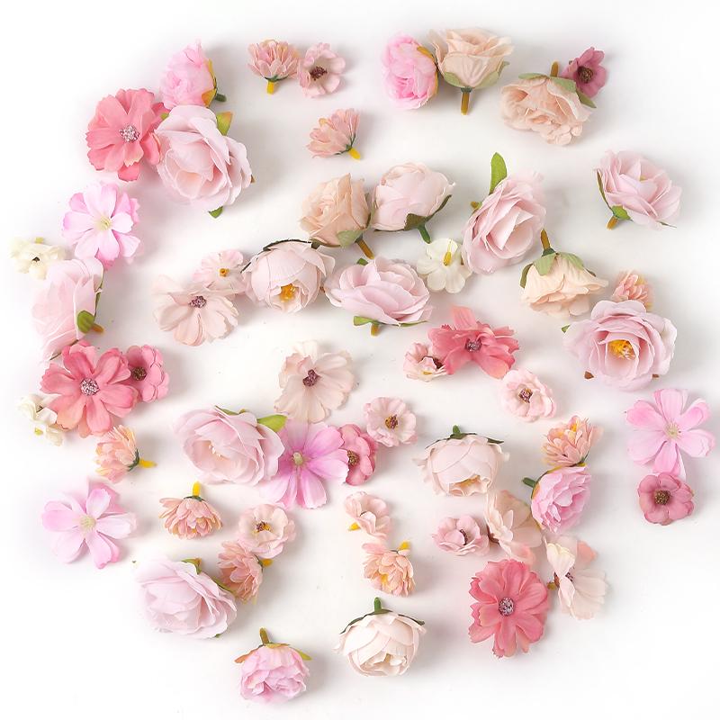 1bag Vintage Silk Rose Artificial Flowers for Home Room Wedding Decoration DIY Hair Accessory Corsage Craft Kit Fake Flowers