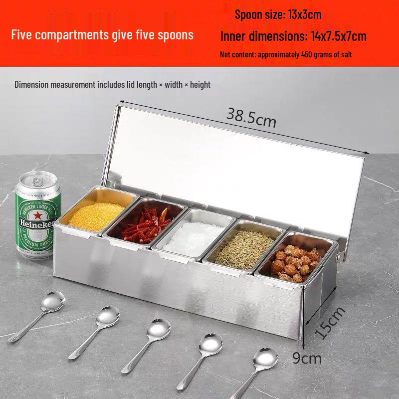 Tianze 201 Stainless Steel Flip-Lid Seasoning Box