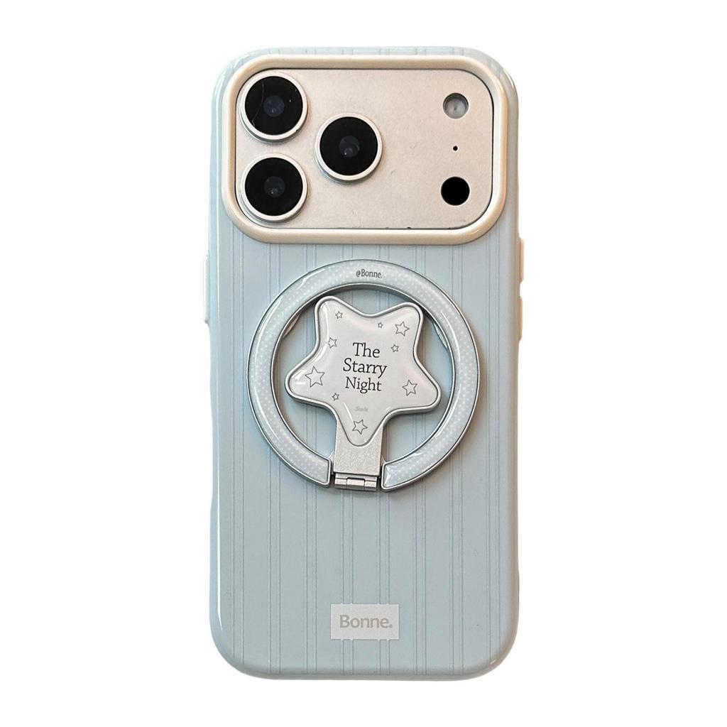 Creative Striped Star Stand Phone Case for iPhone 16, iPhone 17, and iPhone 17 Pro Max