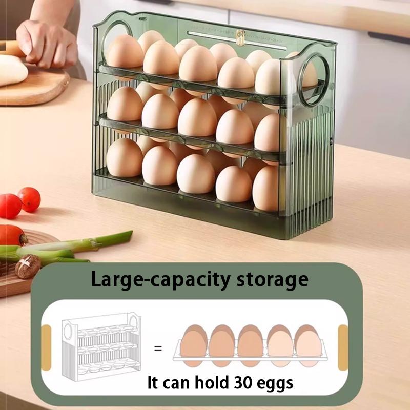 Küche Großraum Eier Kühlschrank Aufbewahrungsbox - Tragbarer Mehrschichtiger Eierablage Organizer, Automatisch Öffnender/Schließender Eierhalter