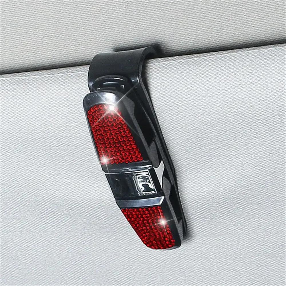 New Rhinestone Crystal Auto Sun Visor Glasses Fastener Clip Sunglasses Ticket Card Multi-Function Holder Car Interior Accessory