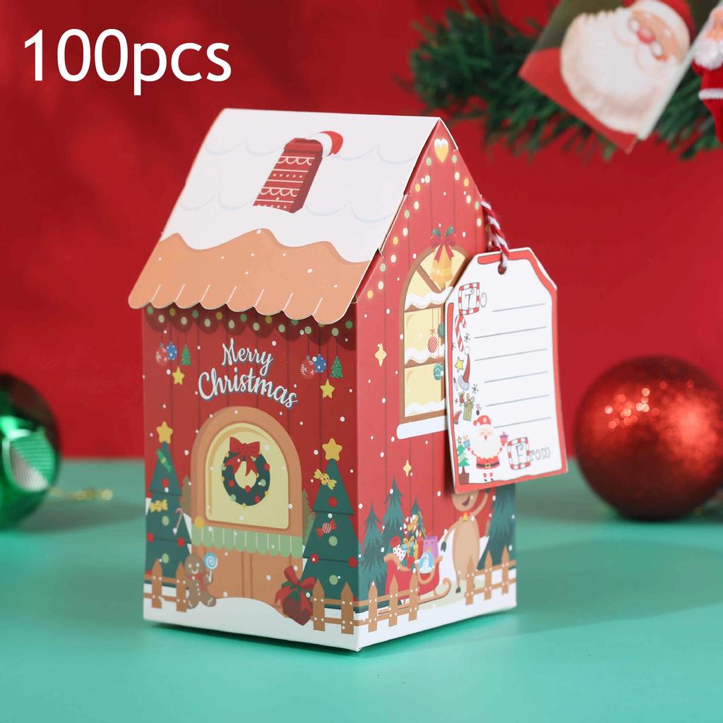 Christmas Treat Boxes Candy Gingerbread House Mini Christmas Party Favor Box Gift Container for Xmas Party Cookie Gift Packaging