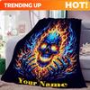 Customize  Name  Blanket Super Mythological Skull Pattern Warm Soft Blankets Home Travel And Comfortable B