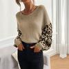 2026 Autumn European & American Casual Leopard Print Color Block Long Sleeve Sweater