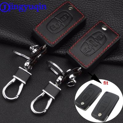 Jingyuqin Fernbedienung 2/3 Tasten Autoschlüssel Leder Styling Etui Fob Hülle Für Peugeot 207 307 308 407 807 Für CITROEN C2 C3 C4 C5 C6