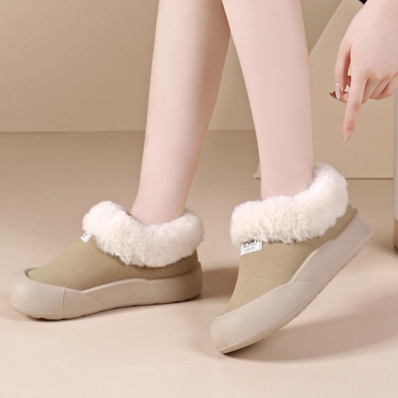 Women's Korean Style Winter New Arrival Fleece-Lined Thickened Big Cotton Boots Warm Flat Soft Sole Casual Women's Cotton Shoes
