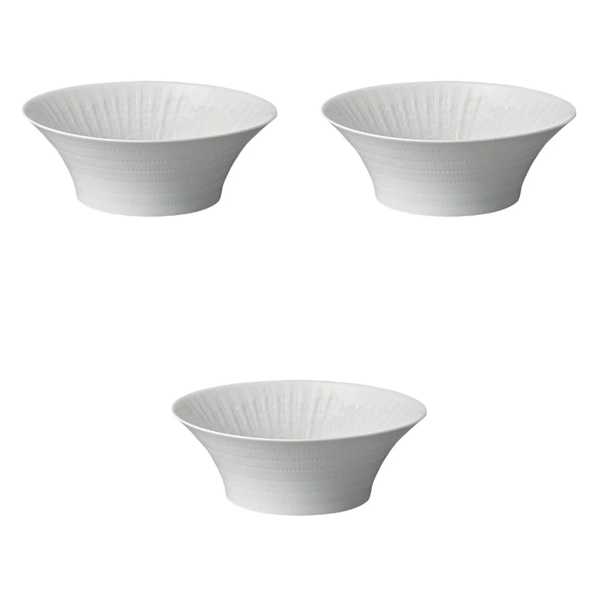 

Set of 3 Large White Porcelain Shinogi Morning Glory Bowls x 7 cm Hasami Setomonohonpo [19 (900cc)] Multi-Purpose Bowls, Ware,