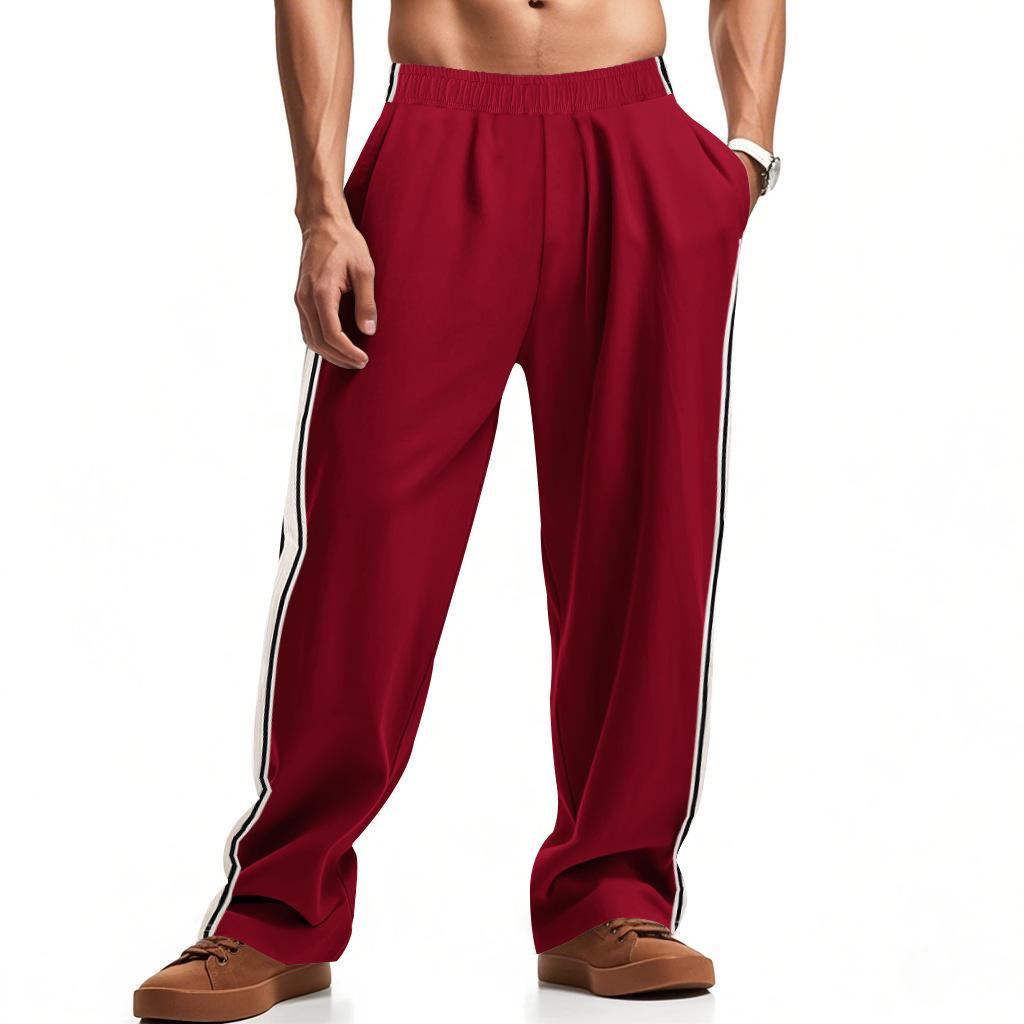 Men's Pants Men's Loose Side Stripe Wide Leg Straight Men's Sweatpants