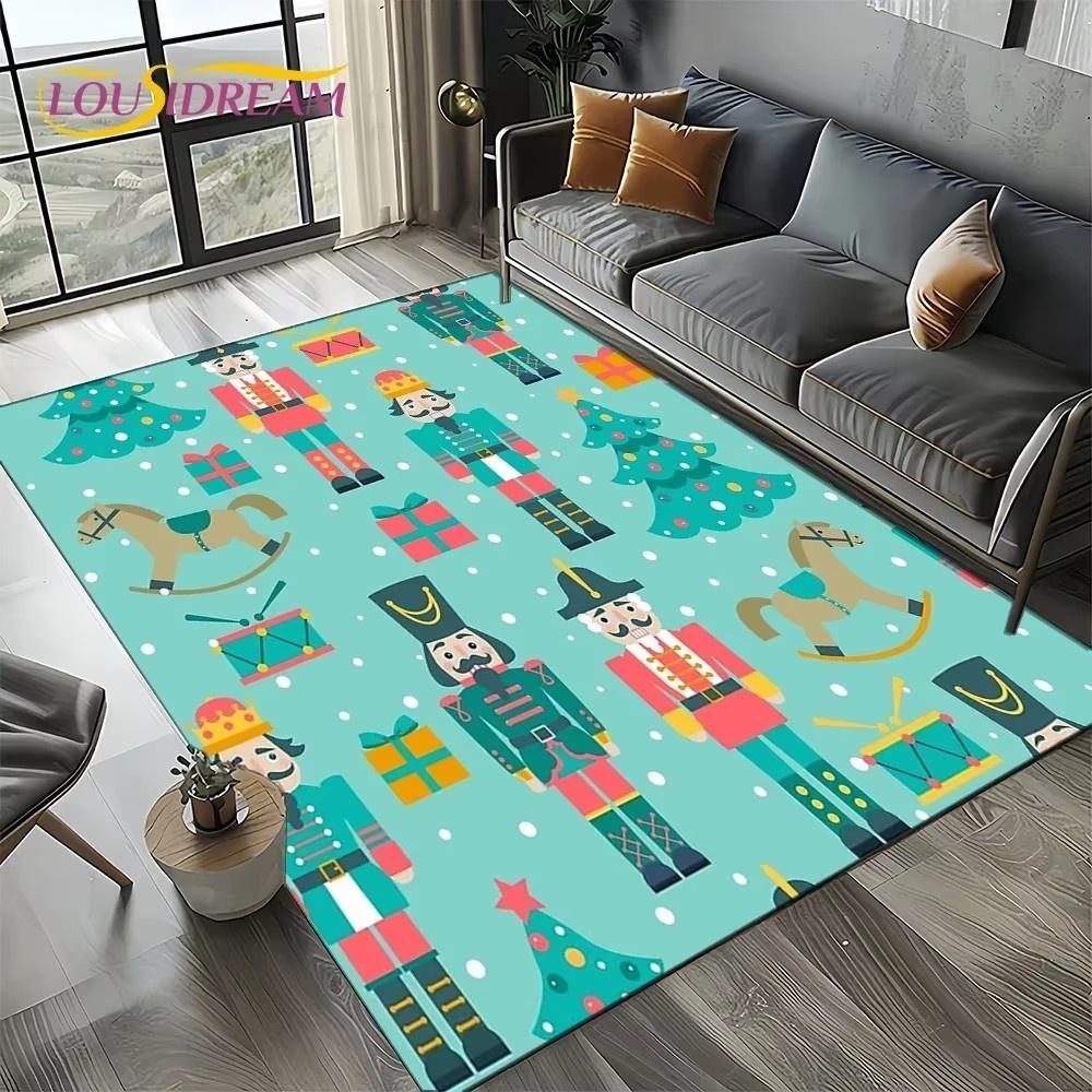 Cartoon Christmas Tree New Year Nutcracker Fairy Tales Carpet Rug for Living Room Bedroom Home Sofa Decoration,Kids Floor Mat