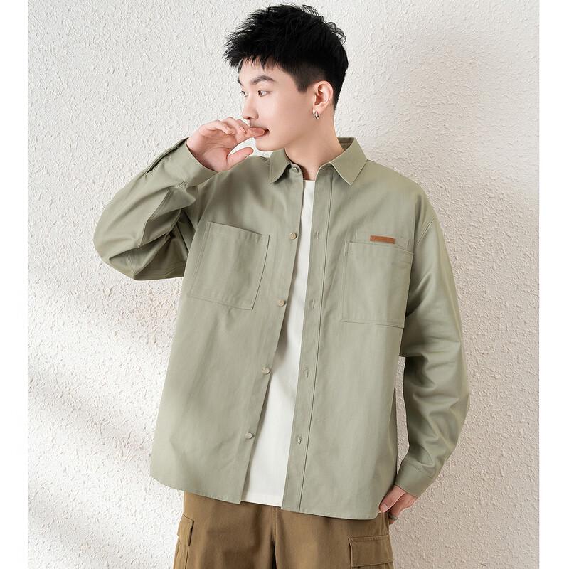TonLion Men s 2025 Spring Relaxed Fit Workwear Long Sleeve Shirt M