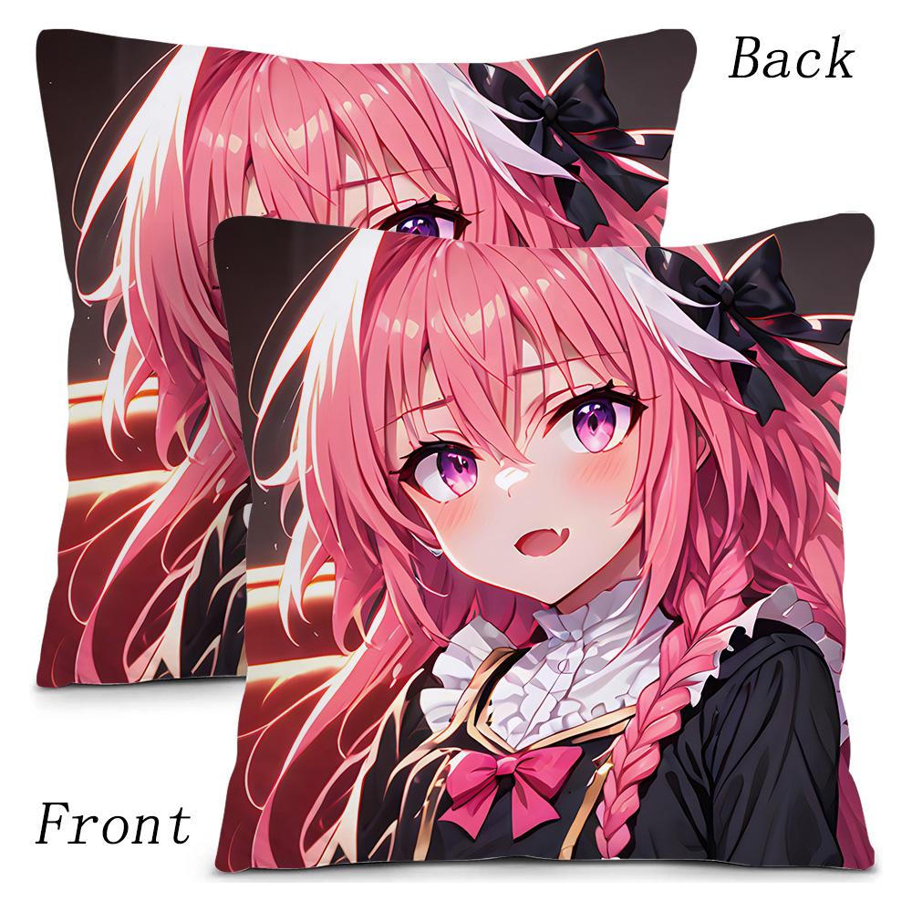 Anime F-Fate Apocrypha Astolfo Pillow Covers Cartoon Sofa Decorative Home Double-Sided Printing Short Plush Cute Cushion Cover