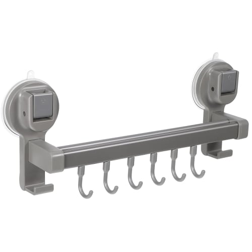 NUOLUX Kitchen Tool Hooks, Strong Suction Cup Hooks, Movable Double Bar Rack, Suction, Made of Aluminum and PET, 25kg Load Capacity, 30cm, Kitchen Sto