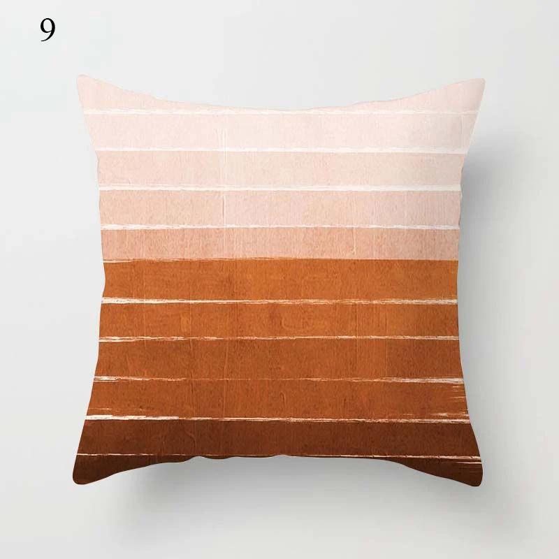 

Brown series modern minimalist printed square cushion cover for home living room sofa decorative stripe pillowcase 45 * 45cm 12x12Inch
