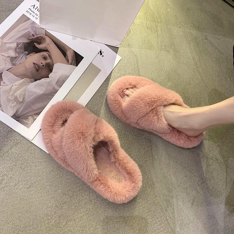 Mao Mao Slippers Women's Outer Wear 2025 New Korean Version Ins Trendy Flat Autumn and Winter Fashion Leisure Home Cross Cotton Mop
