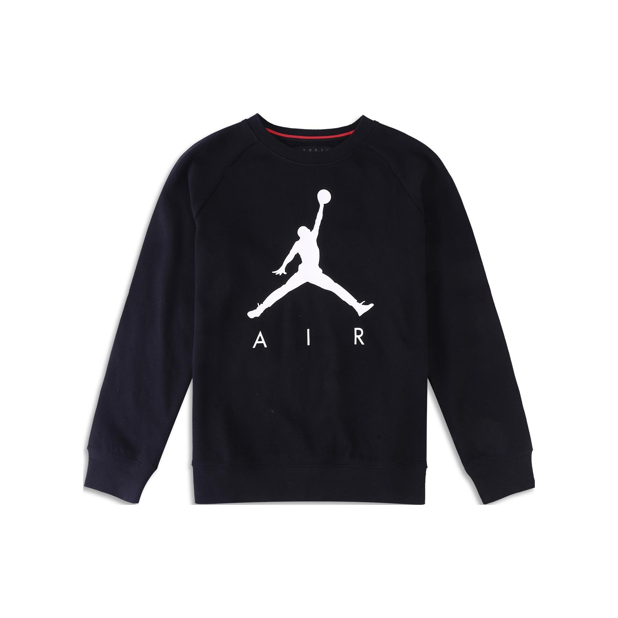 (GS) Air Jordan Jumpman Fleece Crewneck Sweatshirt Black White Kids HA5072-023 S