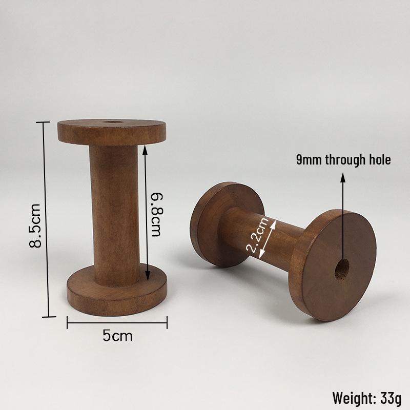 Retro Solid Wood Spool: Nostalgic Handmade Thread Organizer for Cross-Stitch and Crafting.