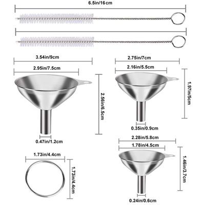 5Pcs Metal Stainless Steel Funnel, Large Small Funnel Set Of 3, Food Grade Mini Funnels For Kitchen