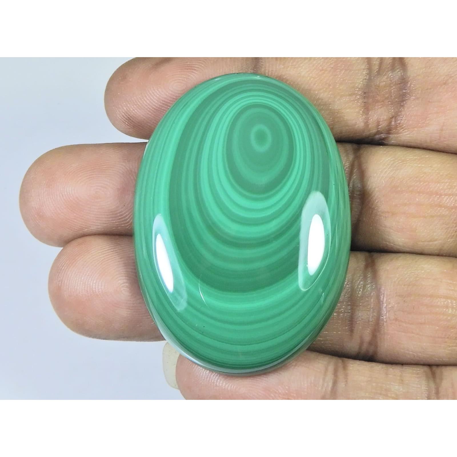 

177Cts. Natural Green Malachite Oval Shape Cabochon Loose Gemstone 35X50X08MM D-345