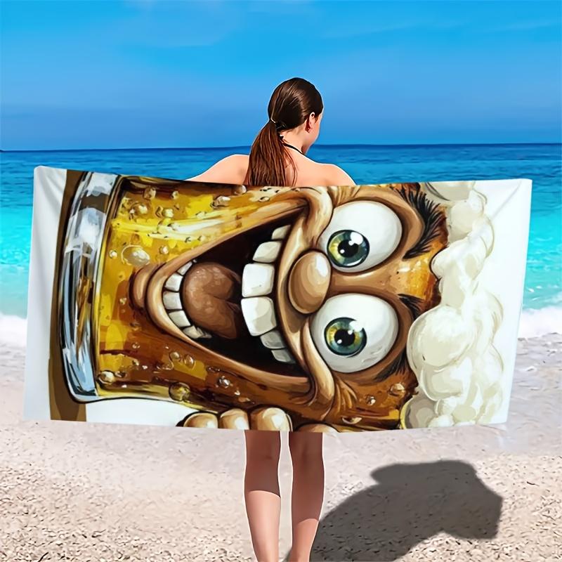 Creative Joy Beer Cup Theme polyester microfiber beach towel is highly absorbent, suitable for swimming and beach outings