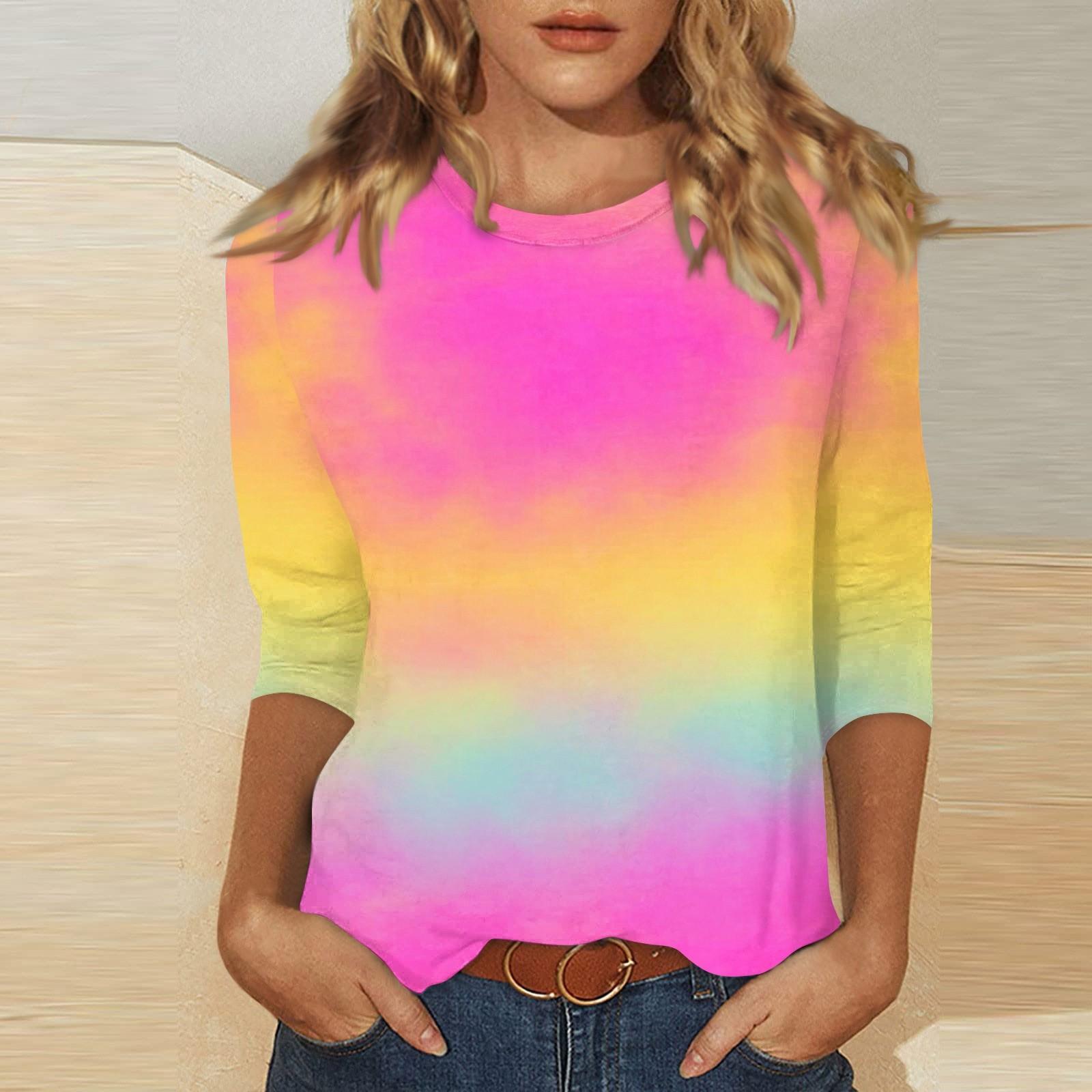 

Женский топ с круглым вырезом, рукавом 3/4 и принтом Эд S