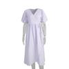 Pure cotton lace-up five-quarter-sleeved long dress, European and American spring and summer new bubble-sleeved dress, long dress for women