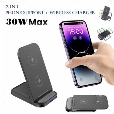 30W Super Fast Wireless Charger Phone Holder Foldable Dock Stand Station