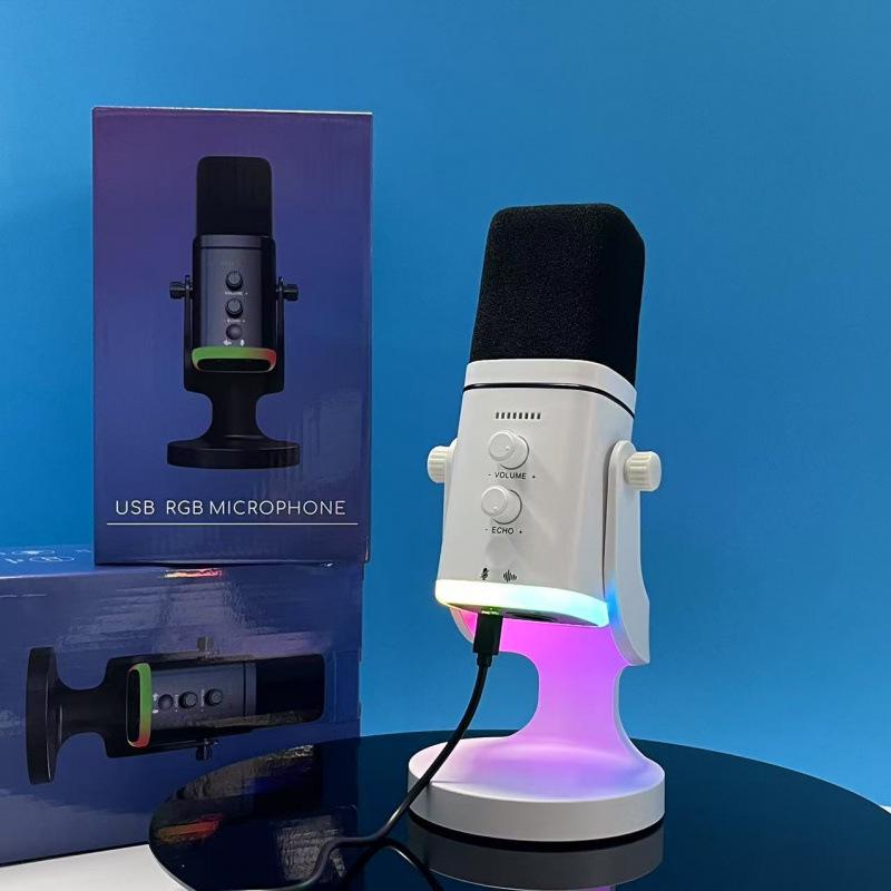 Microphone USB RGB à Réduction de Bruit pour Gaming, Streaming et Utilisation sur PC