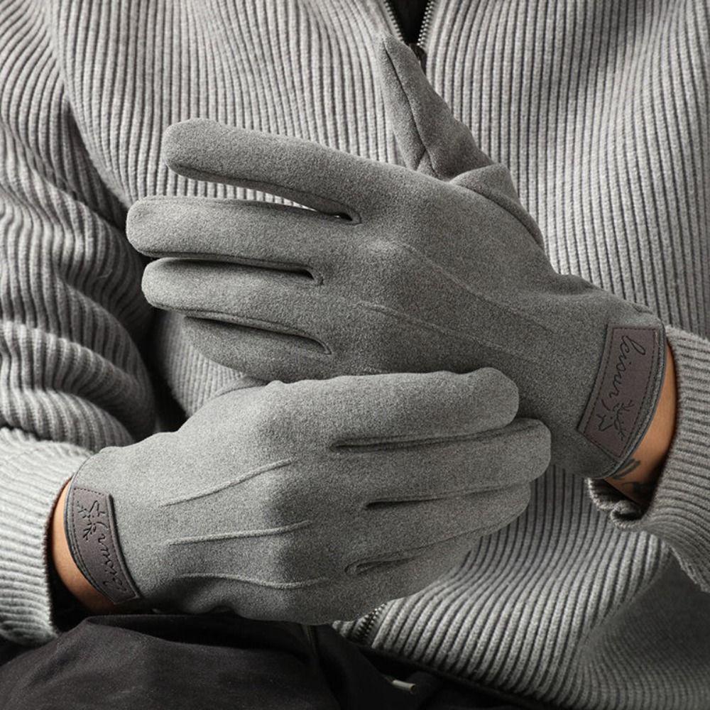 Keep Warm Winter Velvet Mittens Full Finger Gloves Soft Men Gloves Male