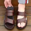 Sandalen Herren Leder Strandschuhe Ganzjährig Fahren Rindsleder Doppelzweck Herren Coole Hausschuhe Tide
