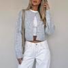 2024 Herbst Schlank geschnittener Zopfmuster-Strickjacke – Einfarbig, Rundhalsausschnitt, Vielseitiger Stil