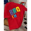 Children Crew Neck Short Sleeve T-Shirt with BRO I'M 8 Letter Print