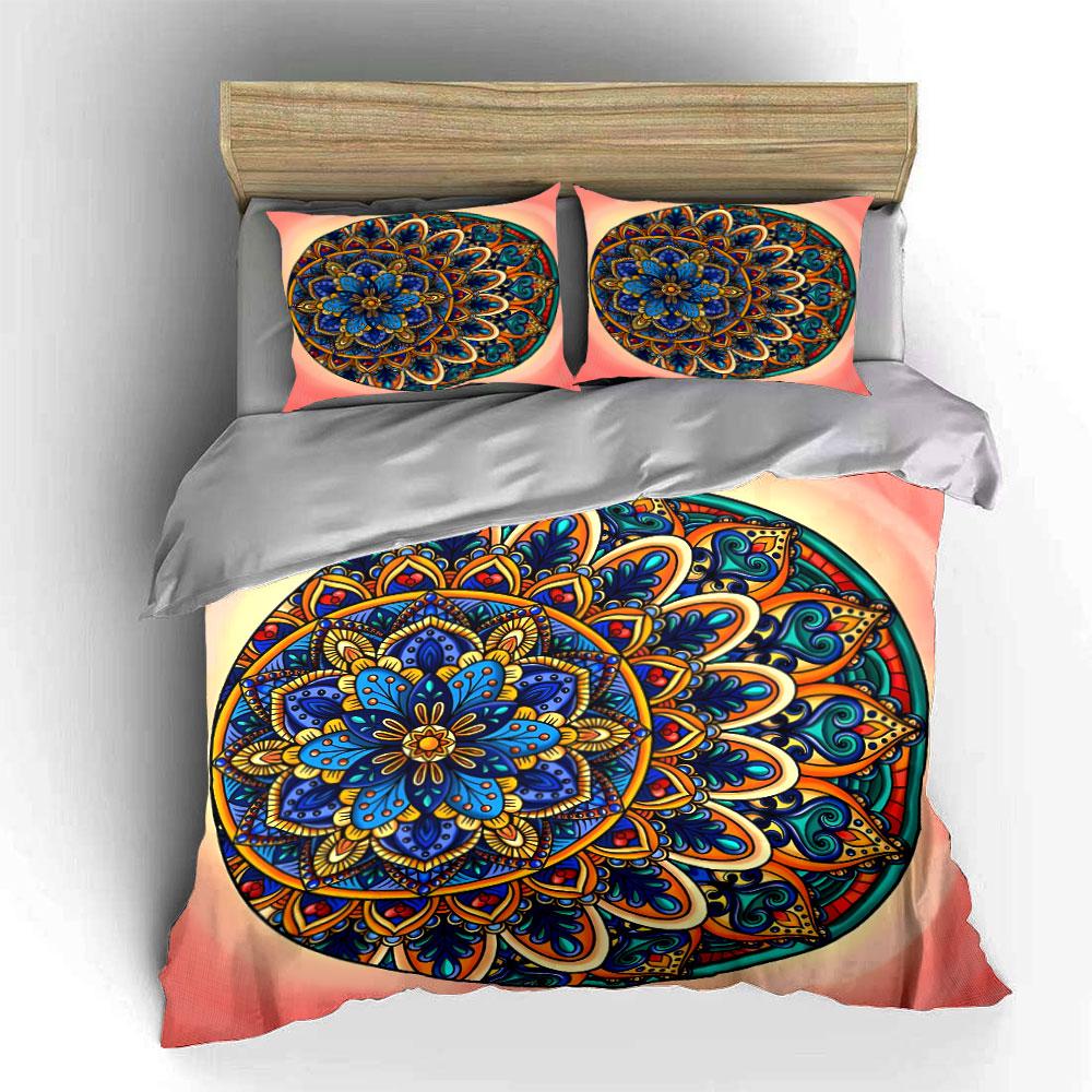 Mandala Pattern Wall Art Set Multiple Sizes Kid'S And Adults' Bedroom Exquisite 3Pc Bedding Set, Gift