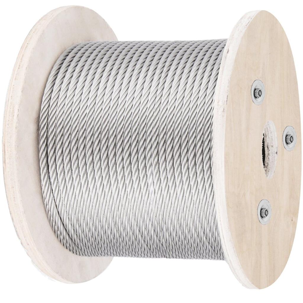 316 Stainless Steel Cable, 500FT Stainless Steel Wire Rope of 5/32 Inch Diameter and 1x19 Construction, 3300 LBS Breaking Strength Steel Cable for