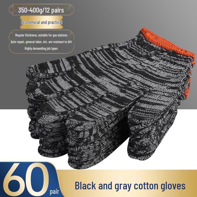 Men's Non-Slip Work Gloves - Durable, Wear-Resistant, Thickened Cotton Yarn & Nylon for Construction.