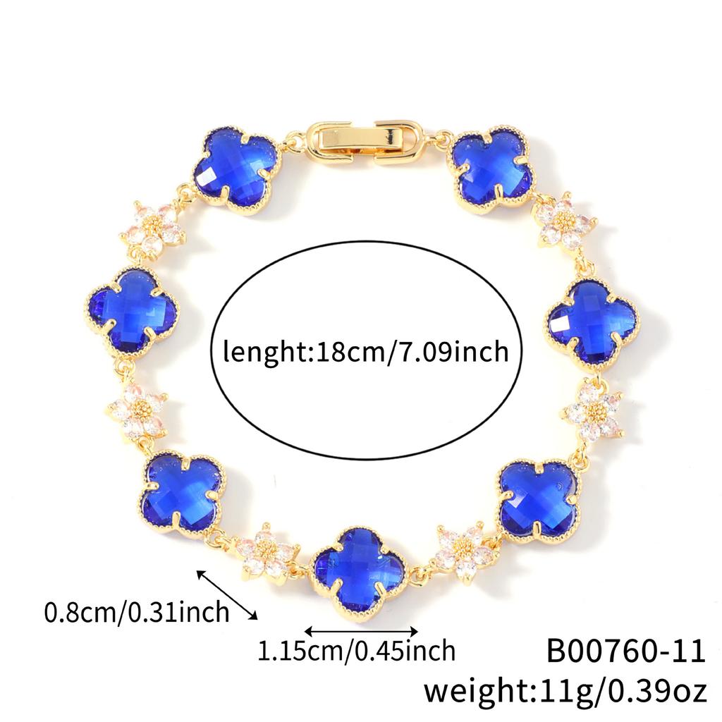 Classic and Fashionable Women's Brass Bracelets Luxury Zircon Four-leaf Clover Copper Jewelry