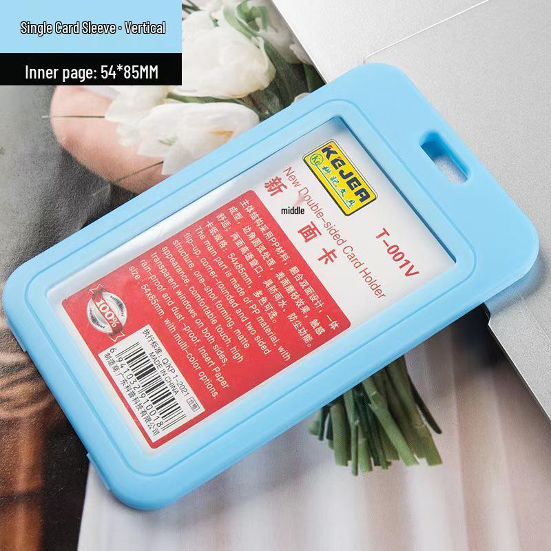 Vertical & Horizontal Double-Sided Transparent Employee Badge Holder with Color Options