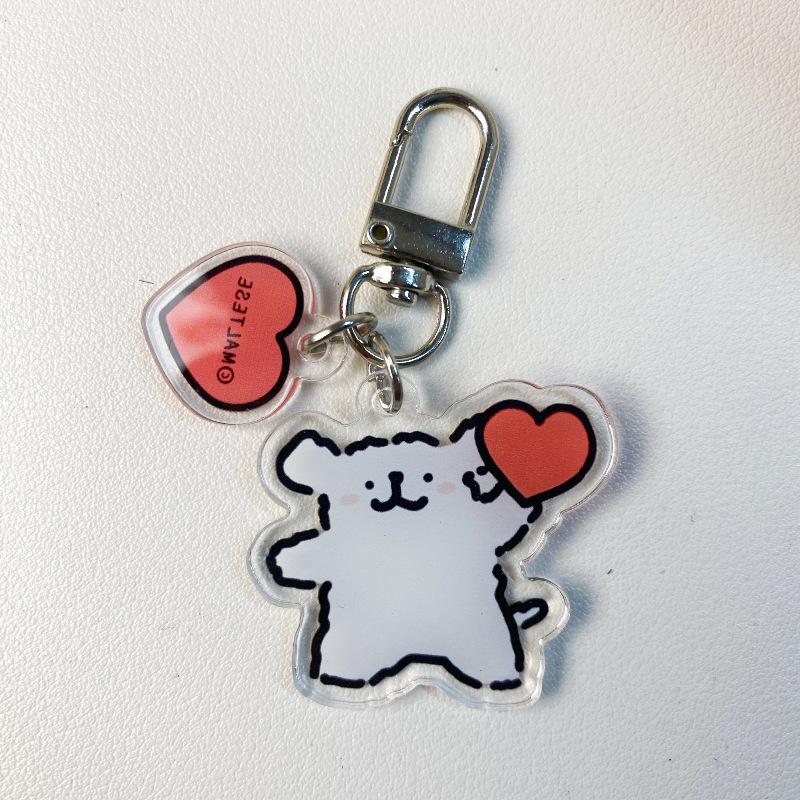 Roztomilý kreslený akrylový přívěsek pro štěně pejska Zábavný kreslený roztomilý přívěsek na školní tašku Příslušenství Malý dárek