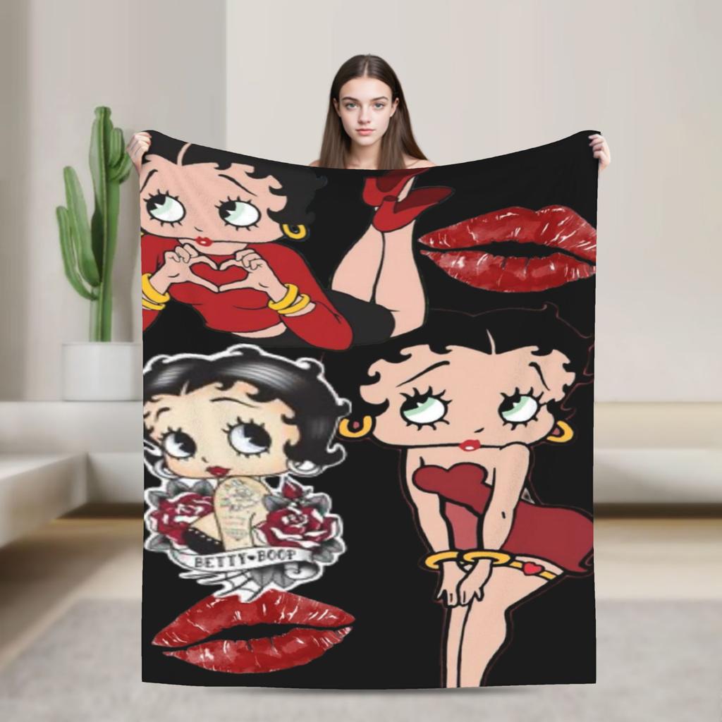 B-Bettys Boops Warm Blanket Kids Plush Throw Blanket Aesthetic Couch Chair Flannel Bedspread Sofa Bed Cover