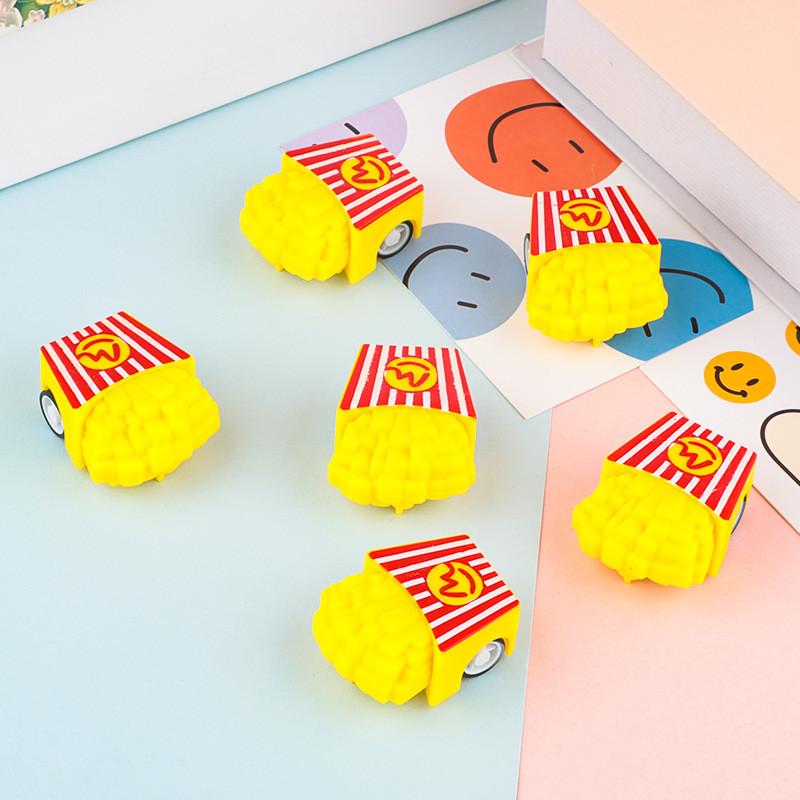 Creative Plastic Mini French Fries Rebound Racing Car Toy For Play Toddler