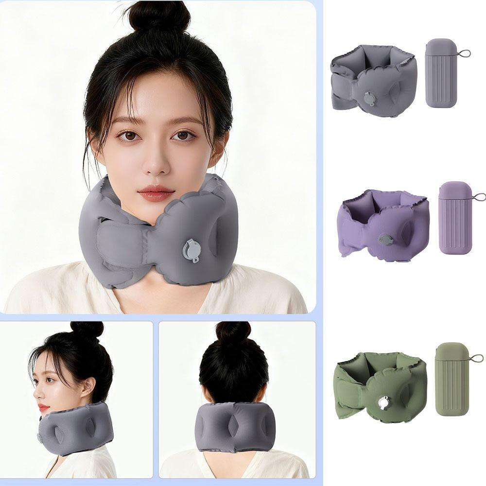 Breathable U-shaped Neck Pillow Comfortable Easy To Carry Inflatable Travel Pillow with Storage Box Soft Ring Neck Pillow